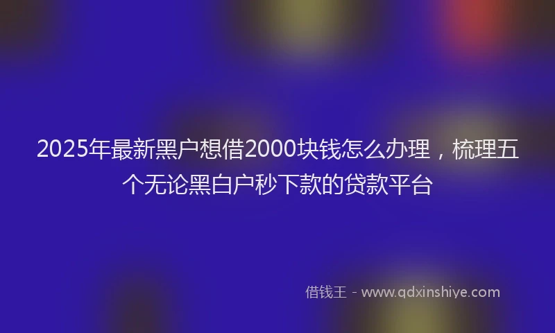 2025年最新黑户想借2000块钱怎么办理，梳理五个无论黑白户秒下款的贷款平台