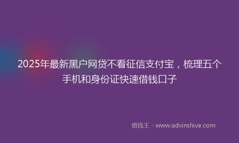 2025年最新黑户网贷不看征信支付宝，梳理五个手机和身份证快速借钱口子