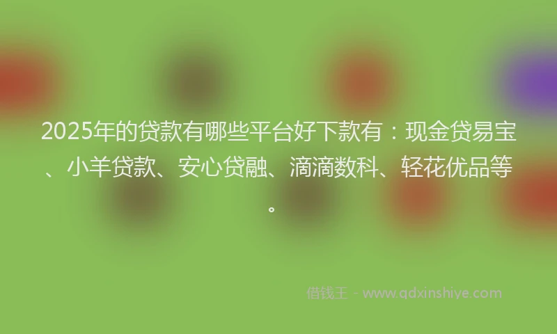 2025年的贷款有哪些平台好下款有：现金贷易宝、小羊贷款、安心贷融、滴滴数科、轻花优品等。