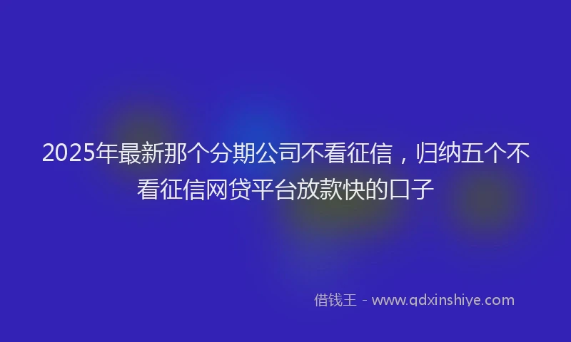 2025年最新那个分期公司不看征信，归纳五个不看征信网贷平台放款快的口子