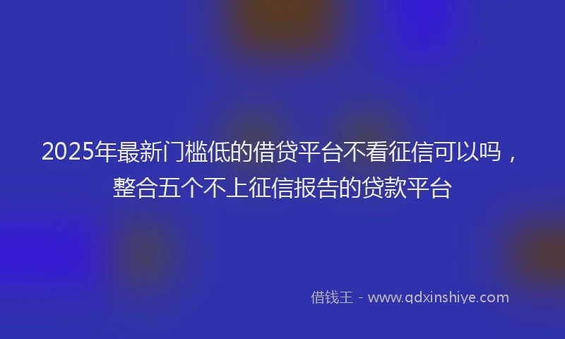 2025年最新门槛低的借贷平台不看征信可以吗，整合五个不上征信报告的贷款平台