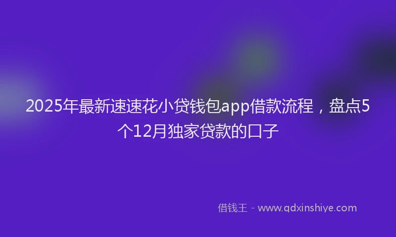 2025年最新速速花小贷钱包app借款流程，盘点5个12月独家贷款的口子