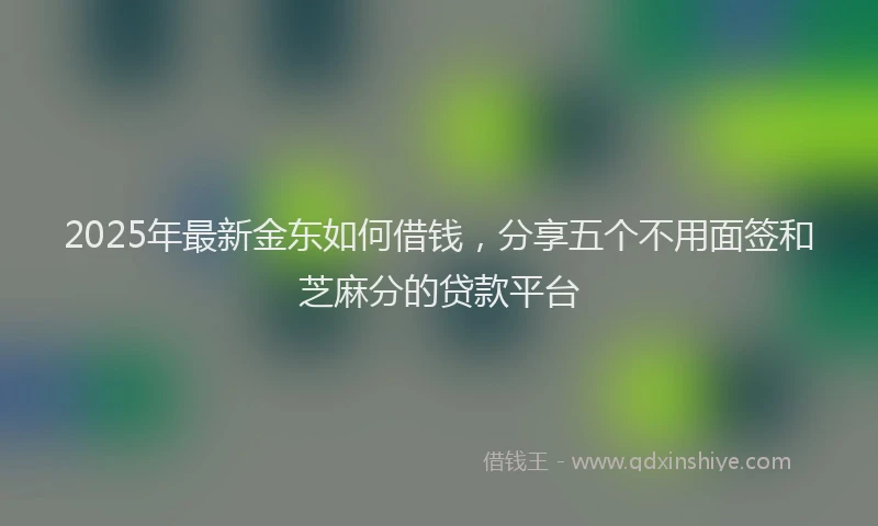 2025年最新金东如何借钱，分享五个不用面签和芝麻分的贷款平台