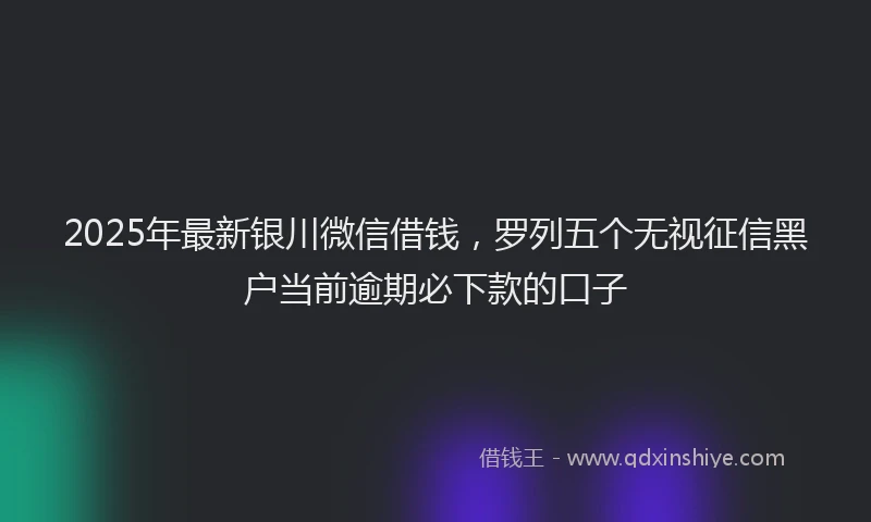2025年最新银川微信借钱，罗列五个无视征信黑户当前逾期必下款的口子