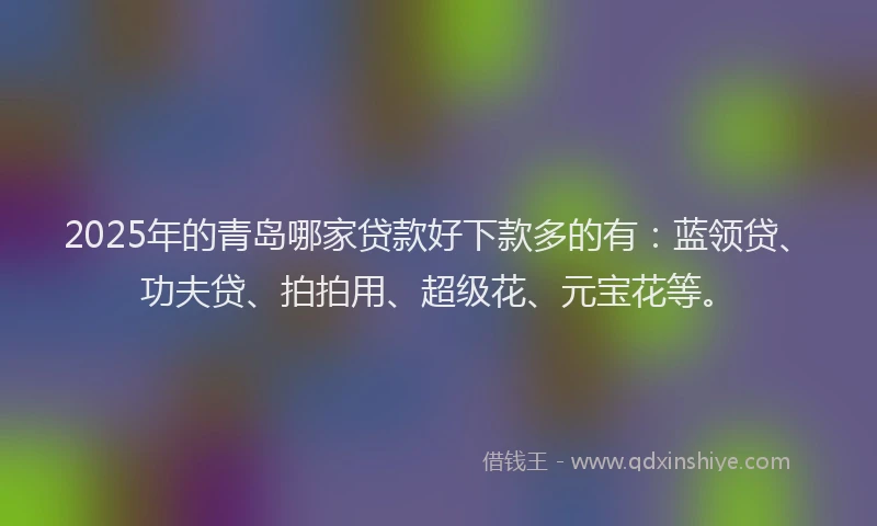 2025年的青岛哪家贷款好下款多的有：蓝领贷、功夫贷、拍拍用、超级花、元宝花等。