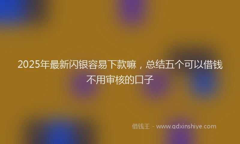 2025年最新闪银容易下款嘛，总结五个可以借钱不用审核的口子