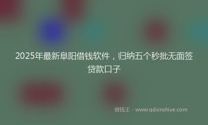 2025年最新阜阳借钱软件，归纳五个秒批无面签贷款口子