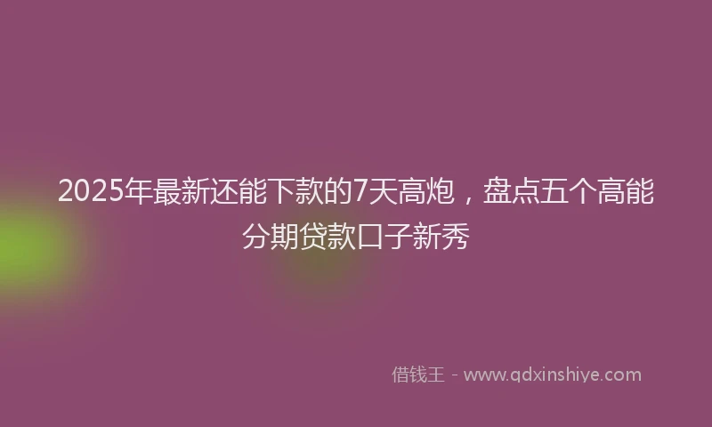2025年最新还能下款的7天高炮，盘点五个高能分期贷款口子新秀