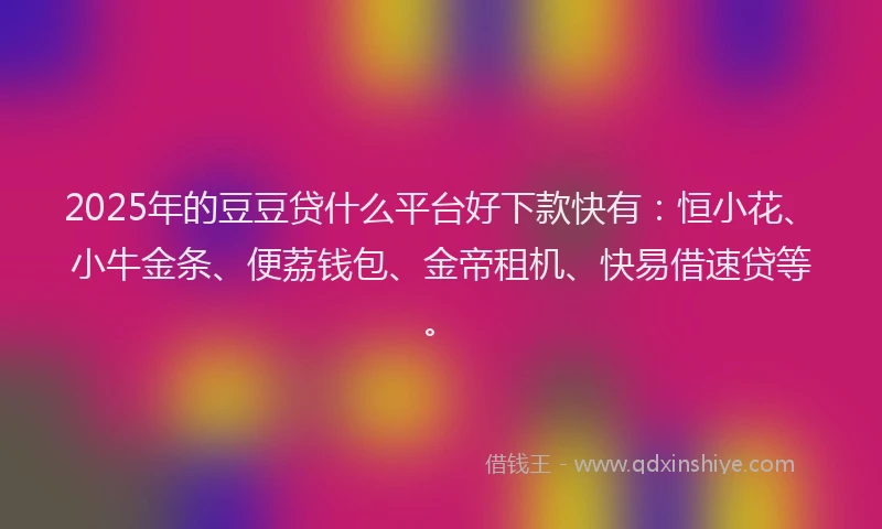 2025年的豆豆贷什么平台好下款快有：恒小花、小牛金条、便荔钱包、金帝租机、快易借速贷等。