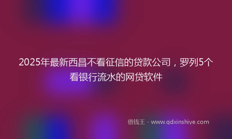 2025年最新西昌不看征信的贷款公司，罗列5个看银行流水的网贷软件