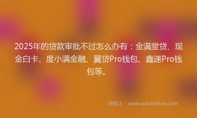 2025年的贷款审批不过怎么办有：金满堂贷、现金白卡、度小满金融、翼贷Pro钱包、鑫速Pro钱包等。