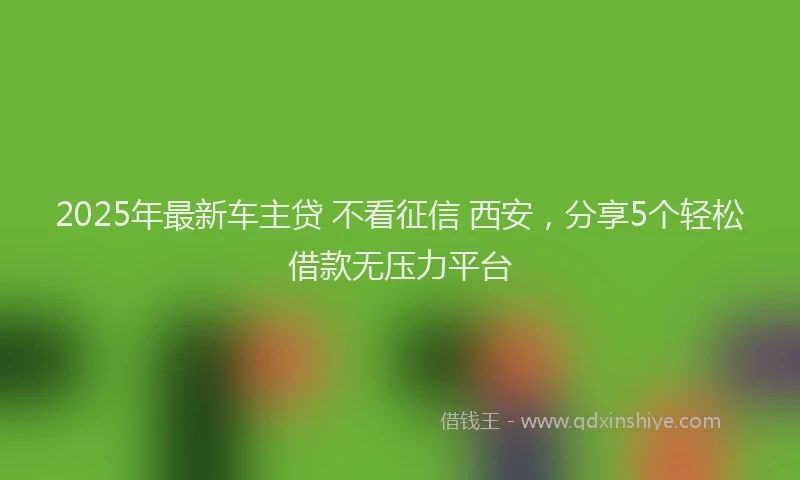 2025年最新车主贷 不看征信 西安，分享5个轻松借款无压力平台