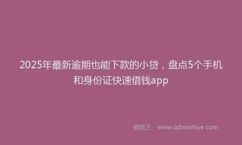 2025年最新逾期也能下款的小贷，盘点5个手机和身份证快速借钱app