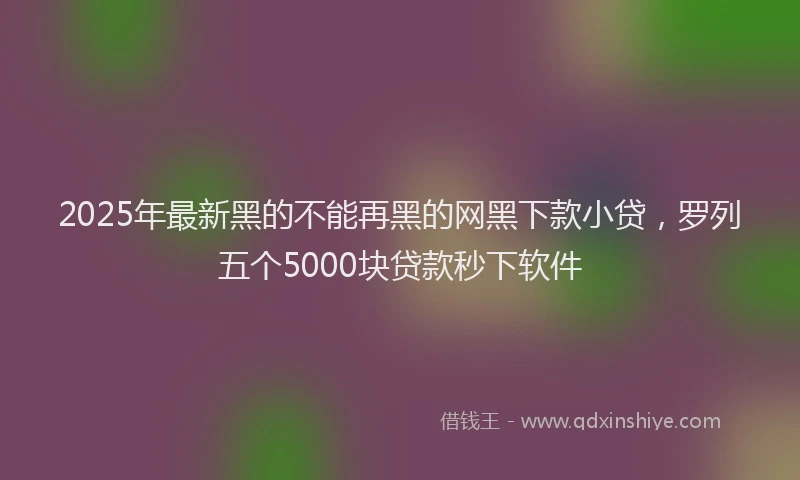2025年最新黑的不能再黑的网黑下款小贷，罗列五个5000块贷款秒下软件