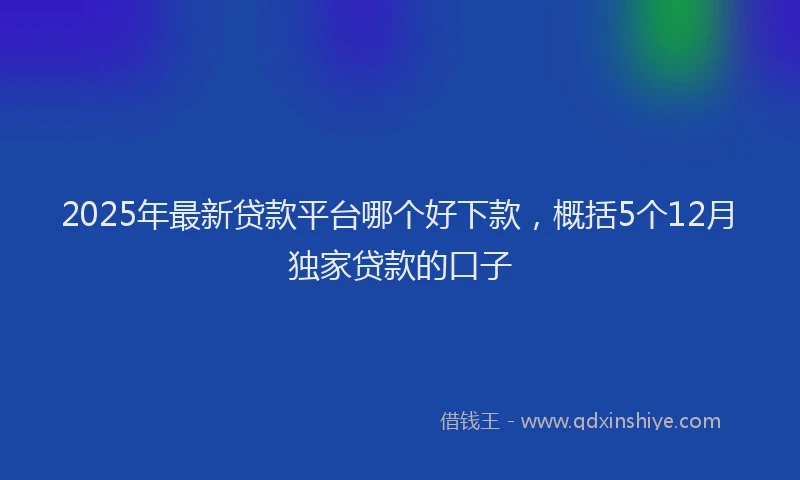 2025年最新贷款平台哪个好下款，概括5个12月独家贷款的口子