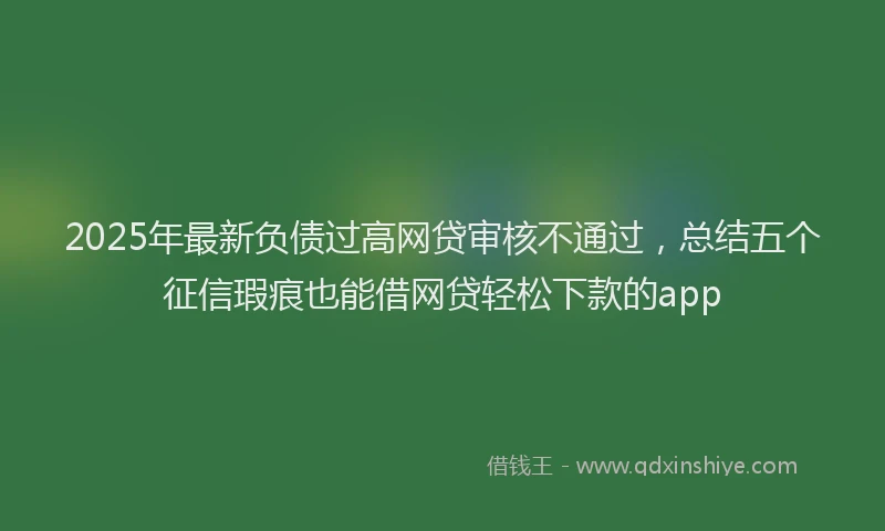 2025年最新负债过高网贷审核不通过，总结五个征信瑕疵也能借网贷轻松下款的app