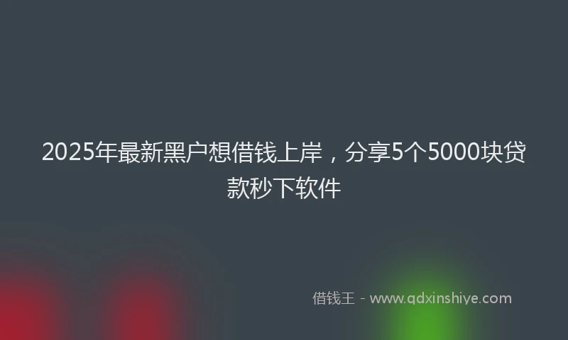 2025年最新黑户想借钱上岸，分享5个5000块贷款秒下软件