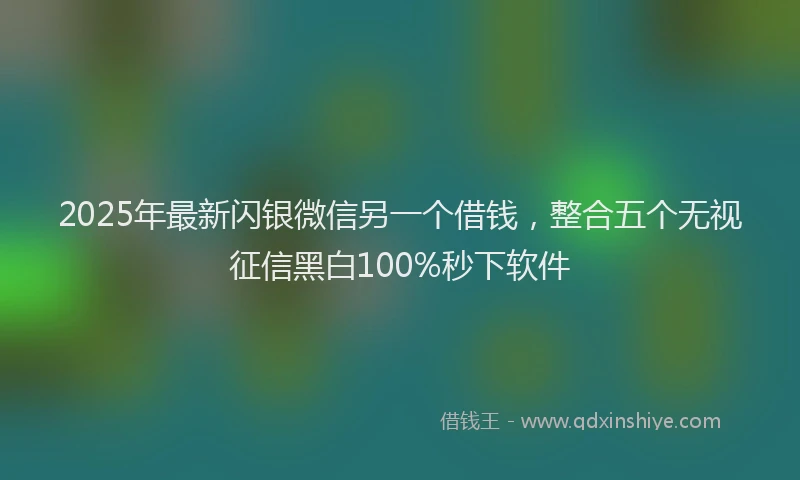 2025年最新闪银微信另一个借钱，整合五个无视征信黑白100%秒下软件