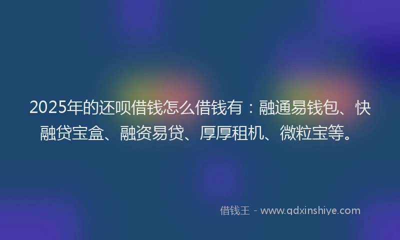 2025年的还呗借钱怎么借钱有：融通易钱包、快融贷宝盒、融资易贷、厚厚租机、微粒宝等。