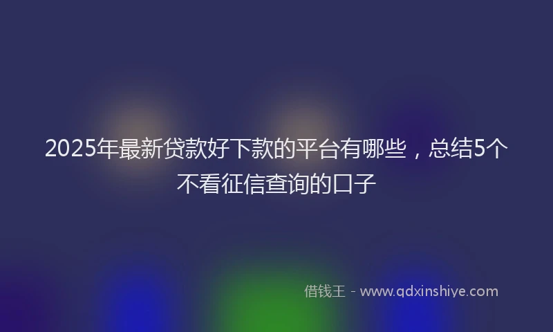 2025年最新贷款好下款的平台有哪些，总结5个不看征信查询的口子