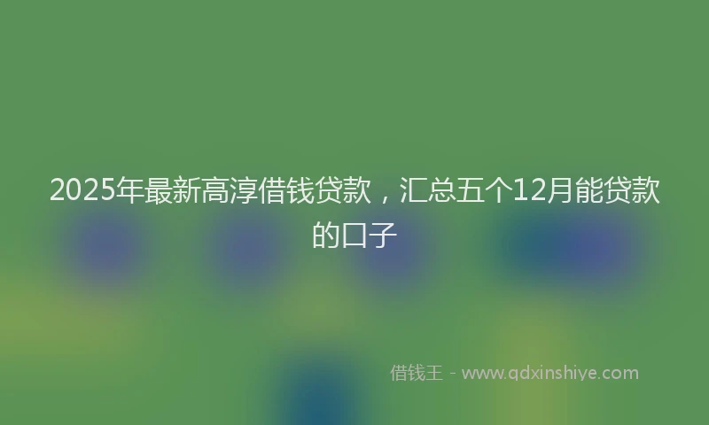 2025年最新高淳借钱贷款，汇总五个12月能贷款的口子