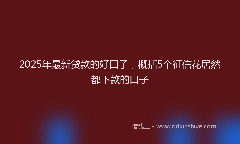 2025年最新贷款的好口子，概括5个征信花居然都下款的口子