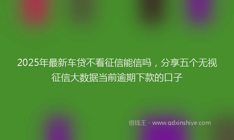2025年最新车贷不看征信能信吗，分享五个无视征信大数据当前逾期下款的口子