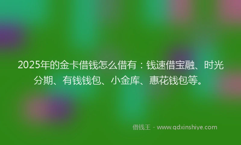 2025年的金卡借钱怎么借有：钱速借宝融、时光分期、有钱钱包、小金库、惠花钱包等。