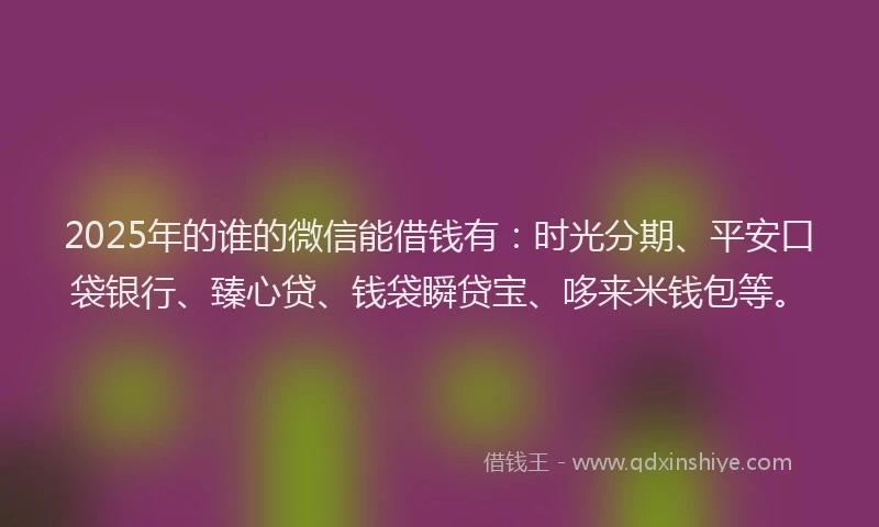2025年的谁的微信能借钱有：时光分期、平安口袋银行、臻心贷、钱袋瞬贷宝、哆来米钱包等。
