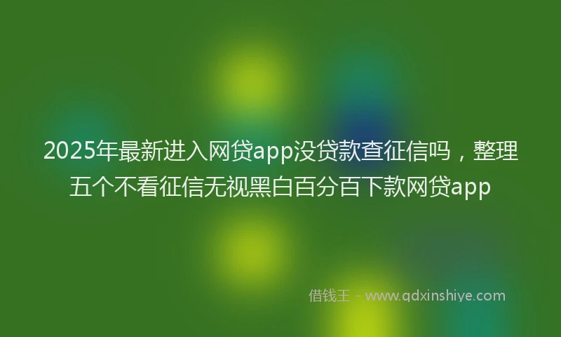 2025年最新进入网贷app没贷款查征信吗，整理五个不看征信无视黑白百分百下款网贷app