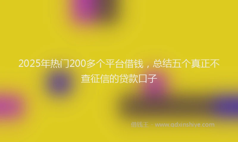 2025年热门200多个平台借钱，总结五个真正不查征信的贷款口子