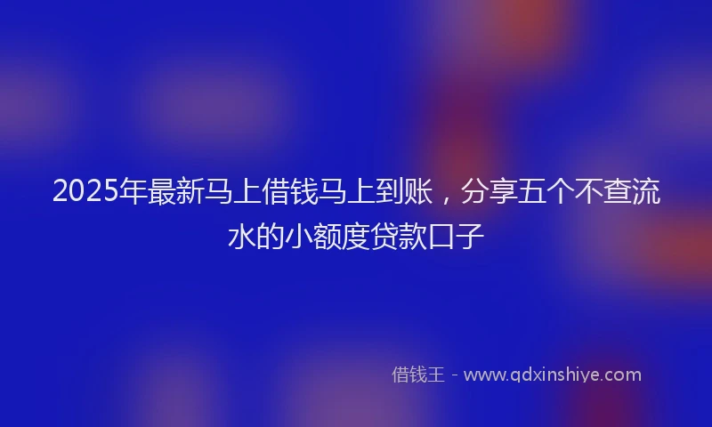 2025年最新马上借钱马上到账，分享五个不查流水的小额度贷款口子