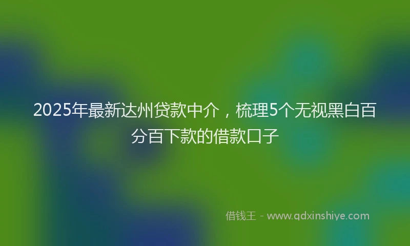 2025年最新达州贷款中介，梳理5个无视黑白百分百下款的借款口子