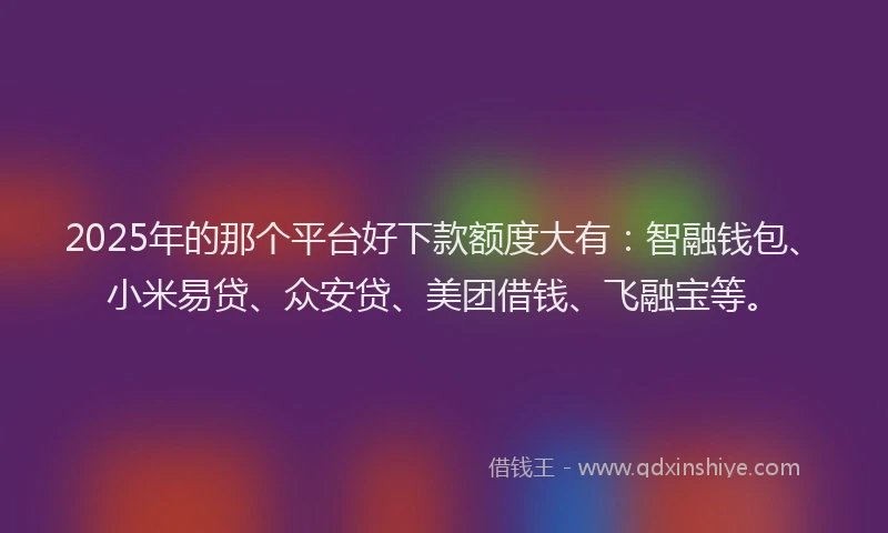 2025年的那个平台好下款额度大有：智融钱包、小米易贷、众安贷、美团借钱、飞融宝等。