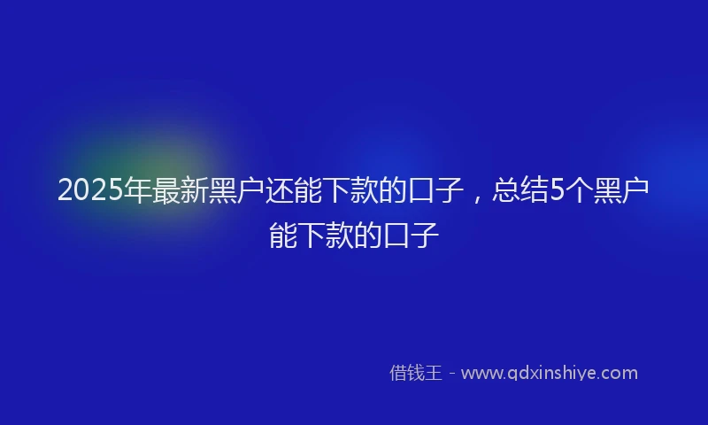 2025年最新黑户还能下款的口子，总结5个黑户能下款的口子