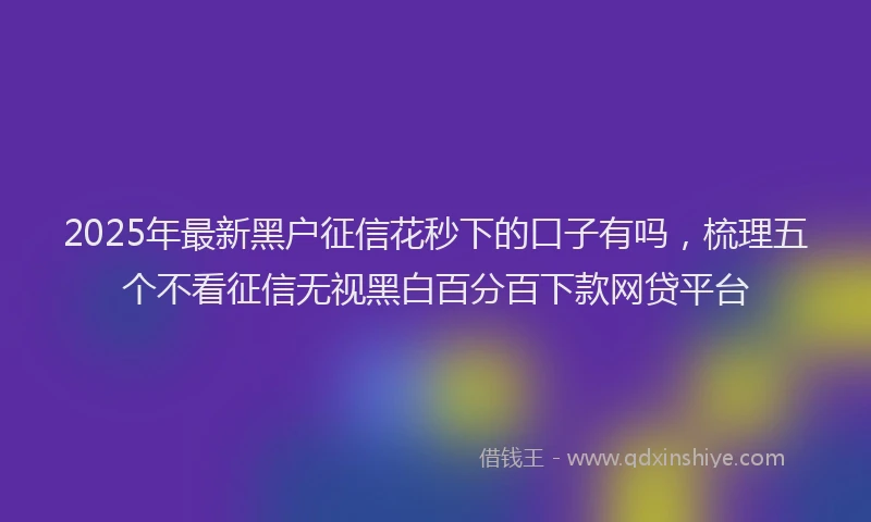 2025年最新黑户征信花秒下的口子有吗，梳理五个不看征信无视黑白百分百下款网贷平台