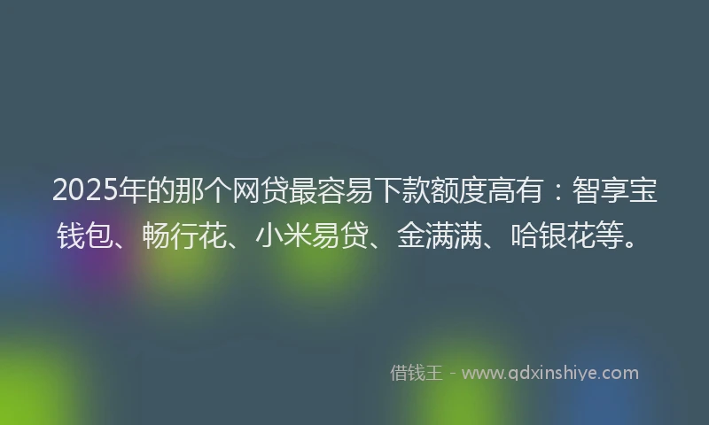 2025年的那个网贷最容易下款额度高有：智享宝钱包、畅行花、小米易贷、金满满、哈银花等。