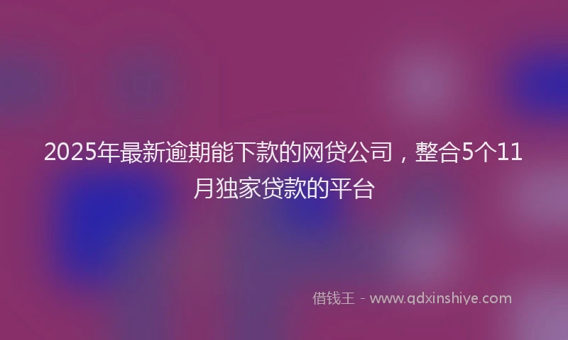 2025年最新逾期能下款的网贷公司，整合5个11月独家贷款的平台