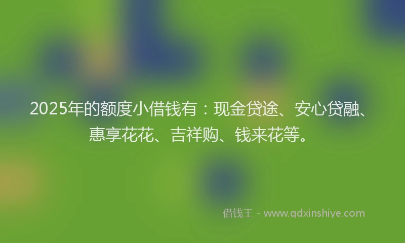 2025年的额度小借钱有：现金贷途、安心贷融、惠享花花、吉祥购、钱来花等。