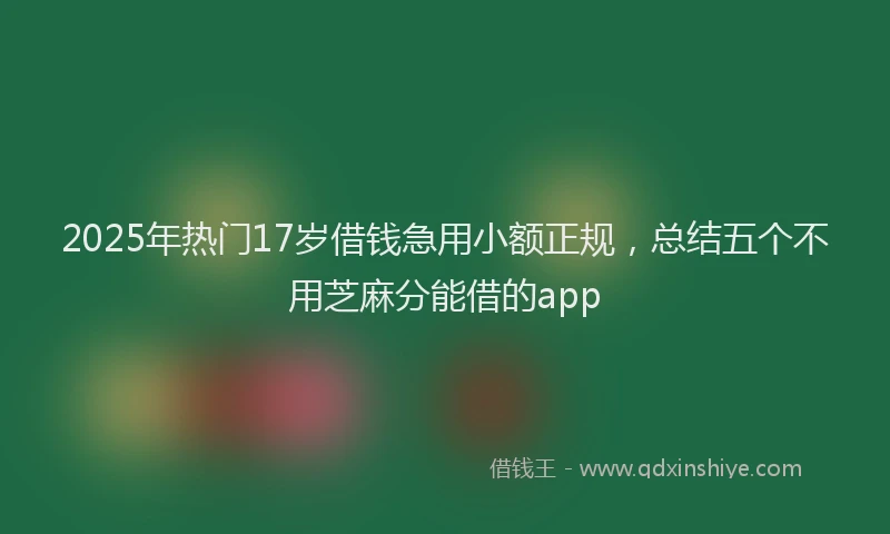 2025年热门17岁借钱急用小额正规，总结五个不用芝麻分能借的app