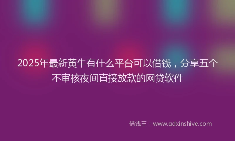 2025年最新黄牛有什么平台可以借钱，分享五个不审核夜间直接放款的网贷软件