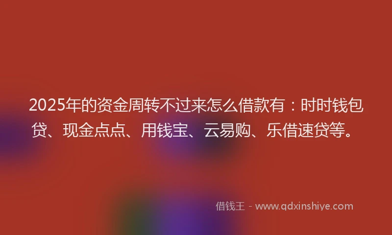 2025年的资金周转不过来怎么借款有：时时钱包贷、现金点点、用钱宝、云易购、乐借速贷等。