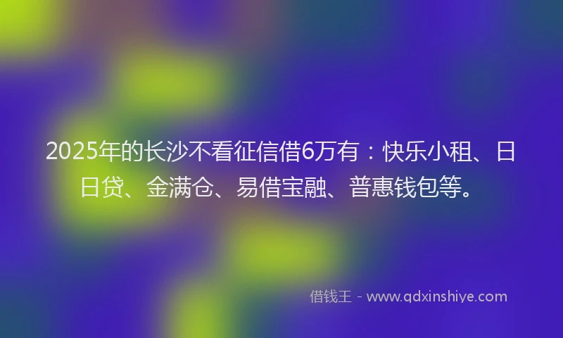 2025年的长沙不看征信借6万有：快乐小租、日日贷、金满仓、易借宝融、普惠钱包等。