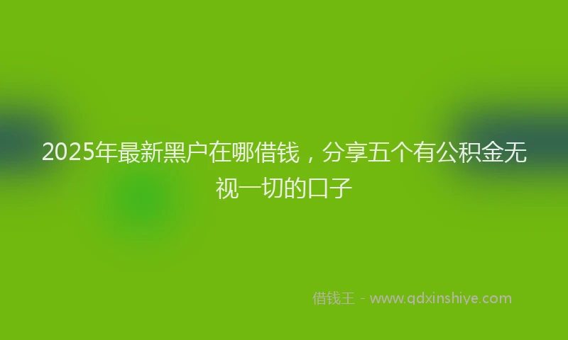 2025年最新黑户在哪借钱，分享五个有公积金无视一切的口子