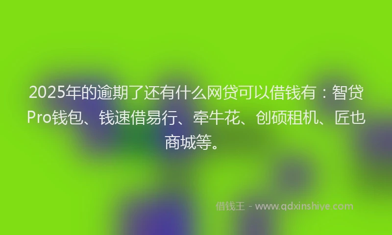 2025年的逾期了还有什么网贷可以借钱有：智贷Pro钱包、钱速借易行、牵牛花、创硕租机、匠也商城等。