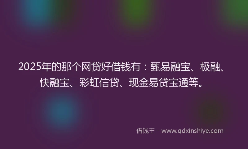 2025年的那个网贷好借钱有：甄易融宝、极融、快融宝、彩虹信贷、现金易贷宝通等。