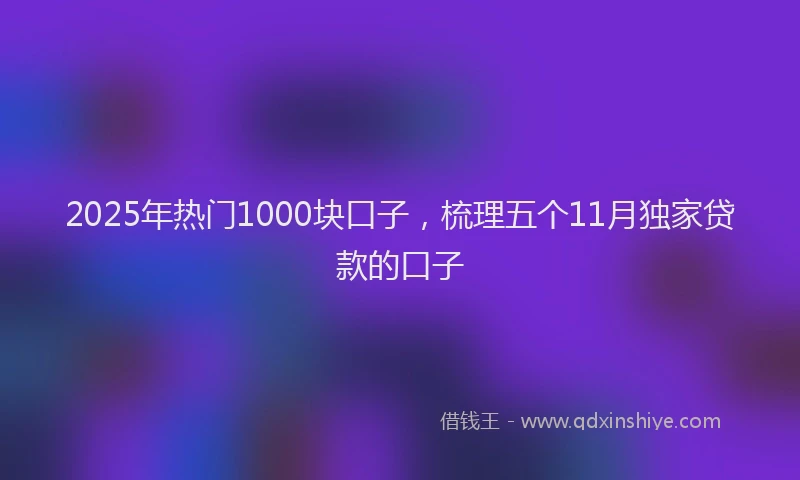 2025年热门1000块口子，梳理五个11月独家贷款的口子