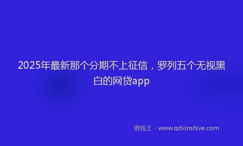 2025年最新那个分期不上征信，罗列五个无视黑白的网贷app