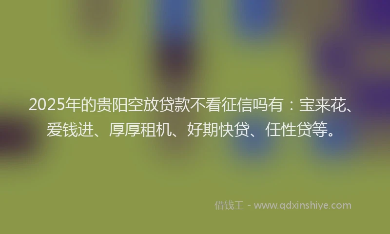 2025年的贵阳空放贷款不看征信吗有：宝来花、爱钱进、厚厚租机、好期快贷、任性贷等。