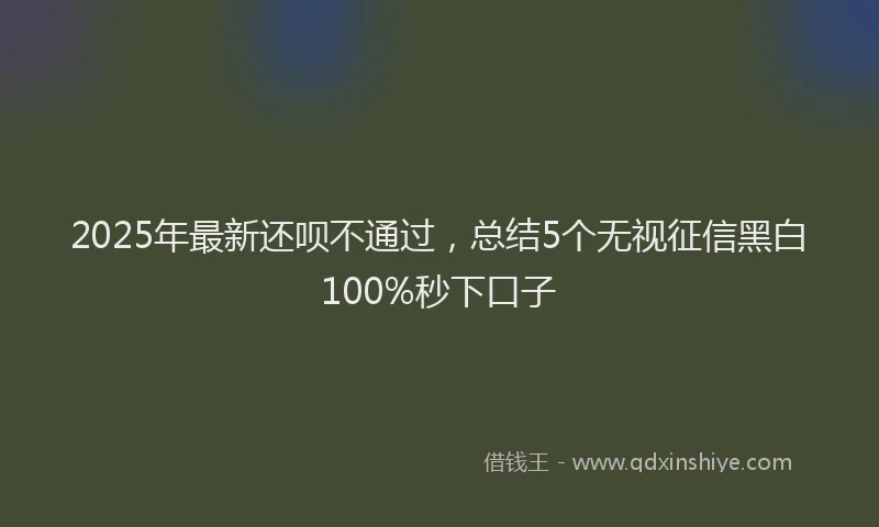 2025年最新还呗不通过，总结5个无视征信黑白100%秒下口子